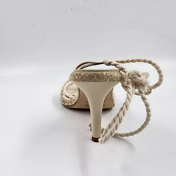 STAUD Chiara Espadrille Sandals Women's 7 Natural High Heel Tassel Braided Rope* - Picture 12 of 15